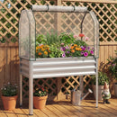 2 Pieces Galvanized Raised Garden Bed with Legs and Greenhouse Cover for Vegetable Flower by DirectDeals