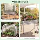 2 Pieces Galvanized Raised Garden Bed with Legs and Greenhouse Cover for Vegetable Flower by LJGDeals