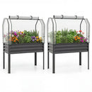 2 Pieces Galvanized Raised Garden Bed with Legs and Greenhouse Cover for Vegetable Flower by LJGDeals