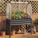 2 Pieces Galvanized Raised Garden Bed with Legs and Greenhouse Cover for Vegetable Flower by LJGDeals