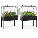 2 Pieces Galvanized Raised Garden Bed with Legs and Greenhouse Cover for Vegetable Flower by LJGDeals