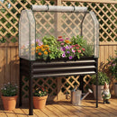 2 Pieces Galvanized Raised Garden Bed with Legs and Greenhouse Cover for Vegetable Flower by DirectDeals