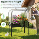 2 Pieces Galvanized Raised Garden Bed with Legs and Greenhouse Cover for Vegetable Flower by LJGDeals