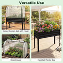 2 Pieces Galvanized Raised Garden Bed with Legs and Greenhouse Cover for Vegetable Flower by DirectDeals