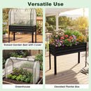 2 Pieces Galvanized Raised Garden Bed with Legs and Greenhouse Cover for Vegetable Flower by LJGDeals