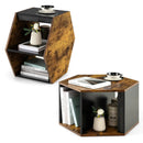 2 Pieces Hexagonal Side End Table for Living Office Coffee Room-Coffee by LJGDeals