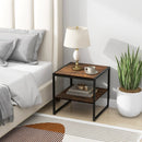 2 Pieces Industrial 2-Tier Side Table Set with Open Shelf-Rustic Brown by LJGDeals