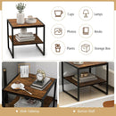 2 Pieces Industrial 2-Tier Side Table Set with Open Shelf-Rustic Brown by LJGDeals