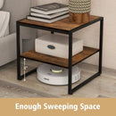 2 Pieces Industrial 2-Tier Side Table Set with Open Shelf-Rustic Brown by LJGDeals