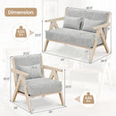 2 Pieces Living Room Furniture Set with Rubber Wood Frame by DirectDeals
