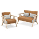 2 Pieces Living Room Furniture Set with Rubber Wood Frame by LJGDeals
