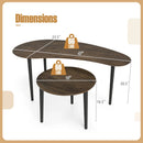 2 Pieces Mid Century Nesting Tables with Rubber Wood Legs-Walnut by LJGDeals