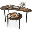 2 Pieces Mid Century Nesting Tables with Rubber Wood Legs-Walnut by LJGDeals
