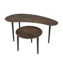 2 Pieces Mid Century Nesting Tables with Rubber Wood Legs-Walnut by LJGDeals