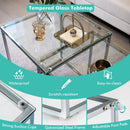 2 Pieces Modern Nesting Coffee Table with Tempered Glass Top and Steel Frame-Sliver by LJGDeals