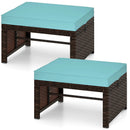 Multipurpose Outdoor 2 Pieces Patio PE Rattan Ottomans Footstool by LJGDeals