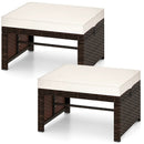 Multipurpose Outdoor 2 Pieces Patio PE Rattan Ottomans Footstool by LJGDeals