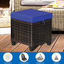 2 Pieces Patio Rattan Ottoman Set with Removable Cushions by LJGDeals