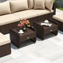 2 Pieces Outdoor Patio PE Wicker Ottomans with Removable Cushions by LJGDeals