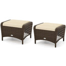 Set of 2 Outdoor Patio PE Wicker Ottomans with Removable Cushions by DirectDeals