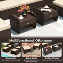 2 Pieces Outdoor Patio PE Wicker Ottomans with Removable Cushions by LJGDeals