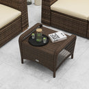 Set of 2 Outdoor Patio PE Wicker Ottomans with Removable Cushions by LJGDeals