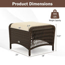Set of 2 Outdoor Patio PE Wicker Ottomans with Removable Cushions by DirectDeals