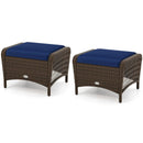 Set of 2 Outdoor Patio PE Wicker Ottomans with Removable Cushions by DirectDeals