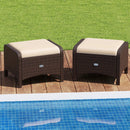 2 Pieces Outdoor Patio PE Wicker Ottomans with Removable Cushions by LJGDeals
