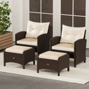 2 Pieces Outdoor Patio PE Wicker Ottomans with Removable Cushions by LJGDeals