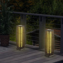 2 Pieces Solar-Powered Square Wicker Floor Lamps with Auto LED Light by LJGDeals
