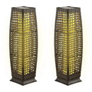 2 Pieces Solar-Powered Square Wicker Floor Lamps with Auto LED Light by LJGDeals