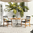 Set of 2 Patio Acacia Wood Dining Chairs with Armrests for Lawn Yard by LJGDeals