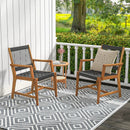 Set of 2 Patio Acacia Wood Dining Chairs with Armrests for Lawn Yard by LJGDeals