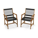 Set of 2 Patio Acacia Wood Dining Chairs with Armrests for Lawn Yard by LJGDeals