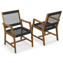 Set of 2 Patio Acacia Wood Dining Chairs with Armrests for Lawn Yard by LJGDeals