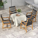 Set of 2 Patio Acacia Wood Dining Chairs with Armrests for Lawn Yard by LJGDeals