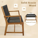 Set of 2 Patio Acacia Wood Dining Chairs with Armrests for Lawn Yard by LJGDeals