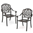 2 Pieces Patio Cast Aluminum Dining Chairs with Armrests-Bronze by LJGDeals