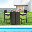 2 Pieces Patio Cushioned Wicker Barstools with Cozy Footrest by LJGDeals