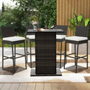 2 Pieces Patio Cushioned Wicker Barstools with Cozy Footrest by LJGDeals