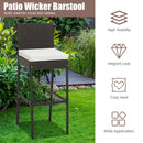 2 Pieces Patio Cushioned Wicker Barstools with Cozy Footrest by LJGDeals