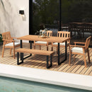 2 Pieces Patio Dining Chairs Outdoor Acacia Wood Chairs-White by LJGDeals