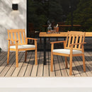 2 Pieces Patio Dining Chairs Outdoor Acacia Wood Chairs-White by LJGDeals