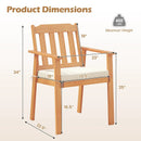 2 Pieces Patio Dining Chairs Outdoor Acacia Wood Chairs-White by LJGDeals