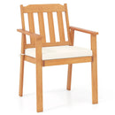 2 Pieces Patio Dining Chairs Outdoor Acacia Wood Chairs-White by LJGDeals