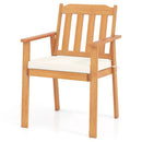 2 Pieces Patio Dining Chairs Outdoor Acacia Wood Chairs-White by LJGDeals