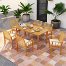 2 Pieces Patio Dining Chairs Outdoor Acacia Wood Armchairs Bistro Conversation Furniture-White by DirectDeals