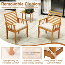 2 Pieces Patio Dining Chairs Outdoor Acacia Wood Armchairs Bistro Conversation Furniture-White by LJGDeals
