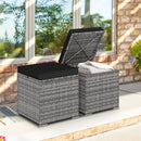 2 Pieces Patio Ottoman with Hidden Storage Space-Mix Grey by LJGDeals